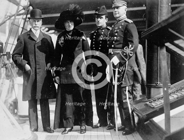 Battleship Review, E.T. Stotesbury; Lady; Dr. Grayson; Maj. Rhoads, 1912. Creator: Harris & Ewing.