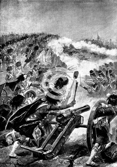 Battles of the British Army...Vimiero: the Highlanders turning the captured guns on the French, 1895 Creator: George Meisenbach.