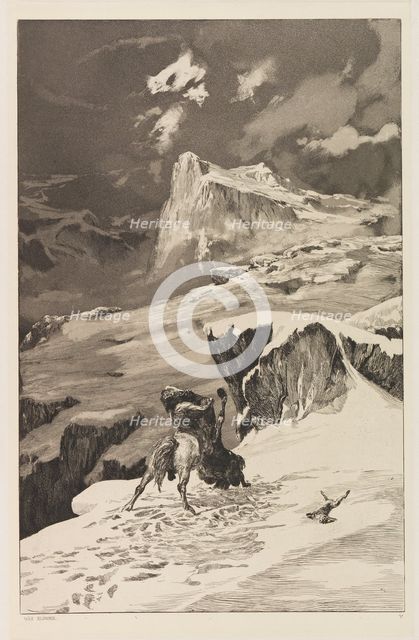 Battling Centaurs (Kämpfende Centauren) (plate V) from Intermezzos, Opus IV..., 1881. Creator: Klinger, Max (1857-1920).