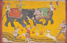 Battling Elephants (image 1 of 6), c1700. Creator: Unknown