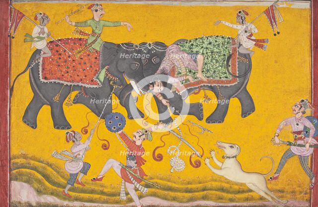 Battling Elephants (image 1 of 6), c1700. Creator: Unknown.