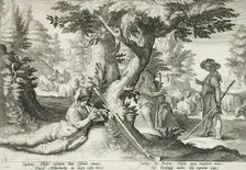 Battus Changed into a Stone, published 1590. Creator: Hendrik Goltzius