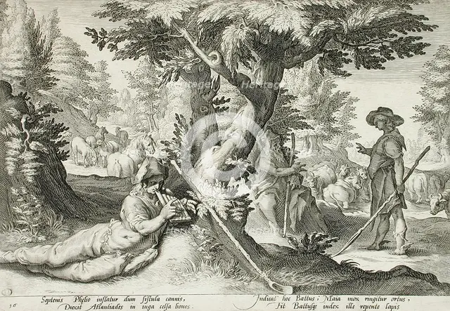 Battus Changed into a Stone, published 1590. Creator: Hendrik Goltzius.