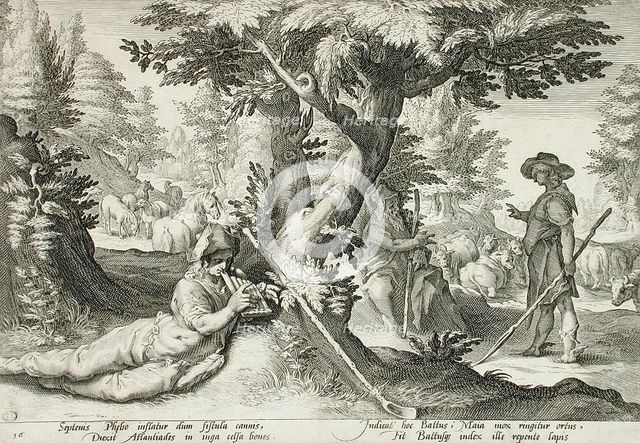 Battus Changed into a Stone, published 1590. Creator: Hendrik Goltzius.
