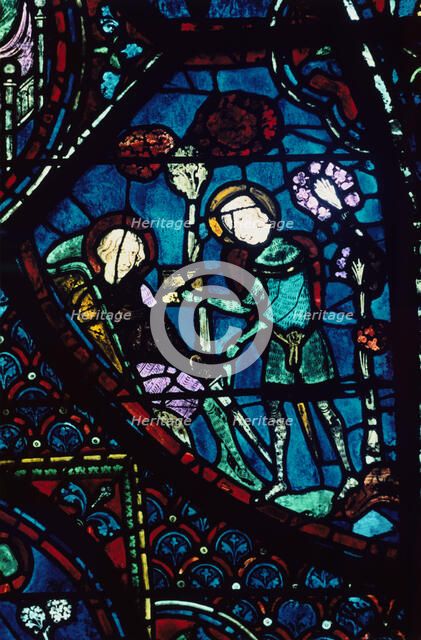Baudoin tends the dying Roland, stained glass, Chartres Cathedral, France, 1194-1260. Artist: Unknown