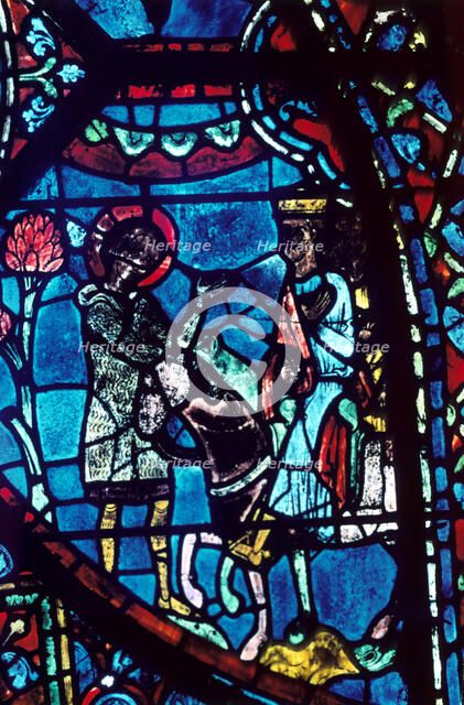 Baudoin tells Charlemagne of the death of Roland, stained glass, Chartres Cathedral, 1194-1260. Artist: Unknown
