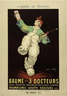 Baume des 3 docteurs, seul remède vraiment efficace contre rhumatismes, goutte, douleurs, 1920s. Creator: D'Ylen, Jean (1886-1938)
