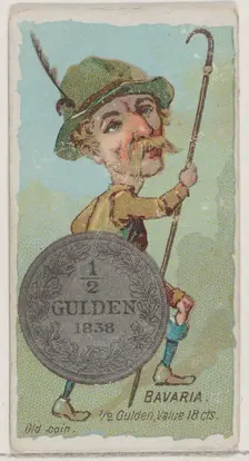 Bavaria, 1/2 Gulden, from the series Coins of All Nations (N72, variation 2) for Duke bran..., 1889. Creator: Unknown