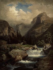Bavarian Mountain Scenery, Copy After Franz Hengsbach, 1864. Creator: Augusta Soldan