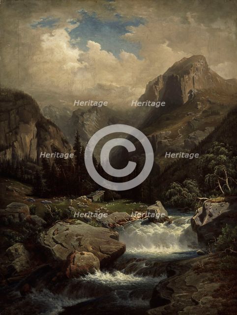 Bavarian Mountain Scenery, Copy After Franz Hengsbach, 1864. Creator: Augusta Soldan.