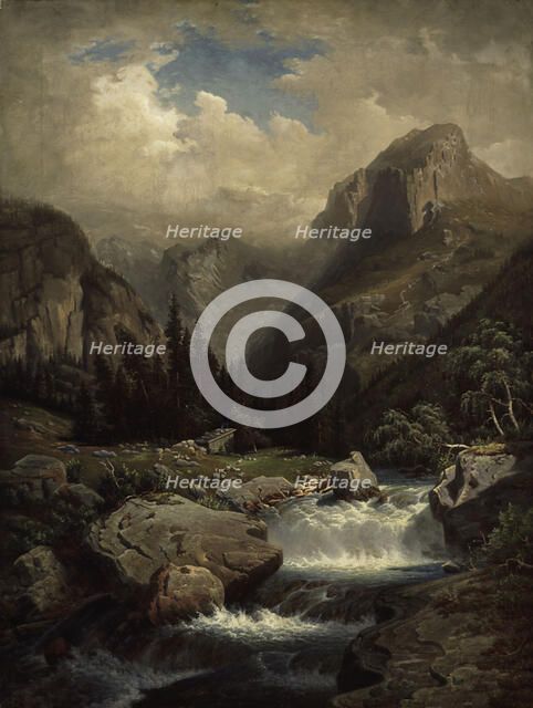 Bavarian Mountain Scenery, Copy After Franz Hengsbach, 1864. Creator: Augusta Soldan.