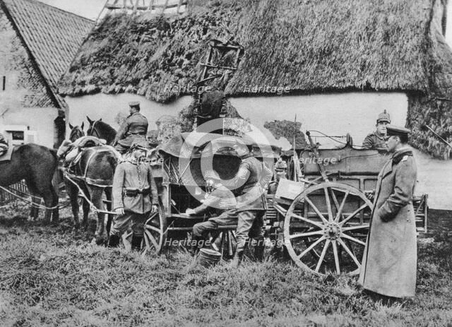Bavarian mobile field telephone unit, World War I, 1915. Artist: Unknown