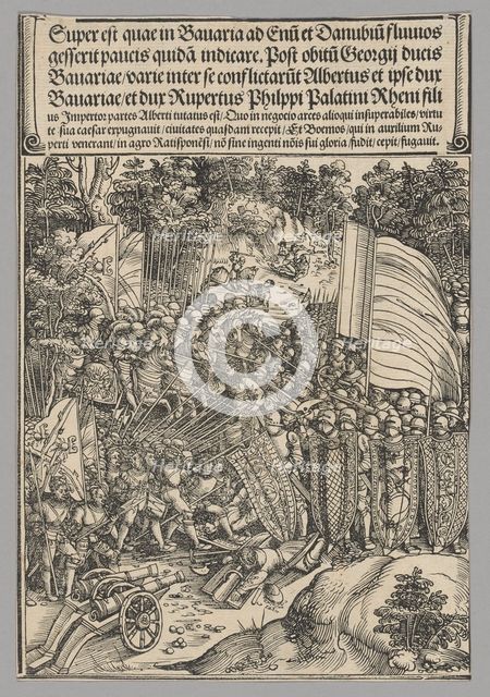Bavarian War, plate 18 from Historical Scenes from the Life of Emperor..., printed c. 1520. Creator: Wolf Traut.