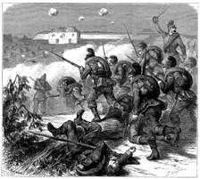 Bavarian troops of the Prussian army storming Bicetre, Franco-Prussian War 1870