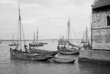 Bawley boats moored at Gravesend, Kent, c1945-c1955. Artist: SW Rawlings