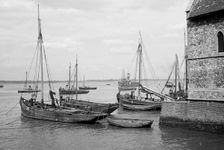 Bawley boats moored at Gravesend, Kent, c1945-c1955. Artist: SW Rawlings