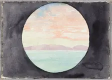 Bay of Tunis Through Porthole of Steamship Fürst Bismark, Tunisia, Travel Sketch, 1896. Creator: Daniel Burnham