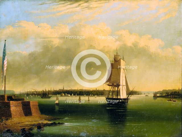 Bay and Harbor of New York from Bedlow's Island, 1850-60. Creator: Edmund Coates.