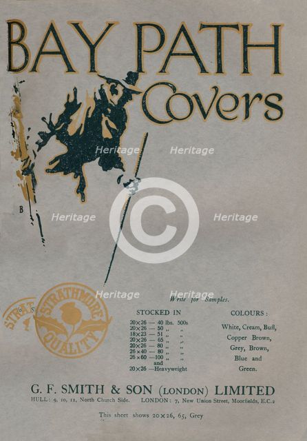'Bay Path Covers - G.F. Smith & Son (London) Limited advert', 1919. Artist: Unknown.
