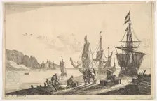 Bay with Sailing Vessels, 17th century. Creator: Reinier Zeeman