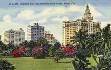 Bayfront Park and Biscayne Boulevard Hotels, Miami, Florida, 1946