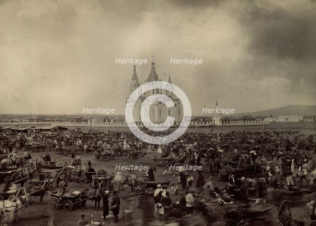 Bazaar on Novobazarnaya Square, 1860. Creator: Unknown.