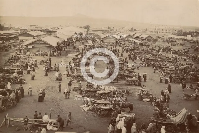Bazaar on Novobazarnaya Square, 1905. Creator: Unknown.