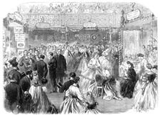 Bazaar at St. James's Hall in aid of the French Protestant schools in Soho, 1864. Creator: Unknown