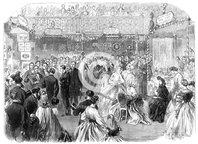 Bazaar at St. James's Hall in aid of the French Protestant schools in Soho, 1864. Creator: Unknown.