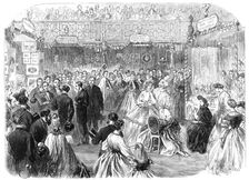 Bazaar at St. James's Hall in aid of the French Protestant schools in Soho, 1864. Creator: Unknown
