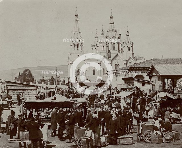 Bazaar in Krasnoyarsk, 1910. Creator: Unknown.