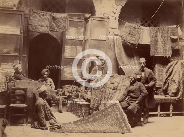 Bazaar, Rug Merchants, 1870s. Creator: Unknown.