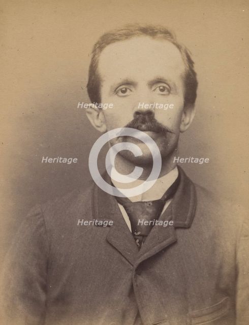 Bazin. Claudius dit César. 36 ans, né à Chatillon (Ain). Mécanicien. Anarchiste. 11/3/94., 1894. Creator: Alphonse Bertillon.