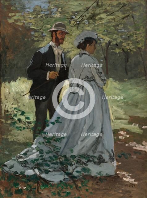 Bazille and Camille (Study for "Déjeuner sur l'Herbe"), 1865. Creator: Claude Monet.