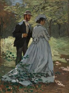 Bazille and Camille (Study for "Déjeuner sur l'Herbe"), 1865. Creator: Claude Monet