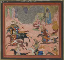 Bazur, the Magician, Raises up Darkness and a Storm, Folio from a Shahnama..., ca. 1430-40. Creator: Unknown