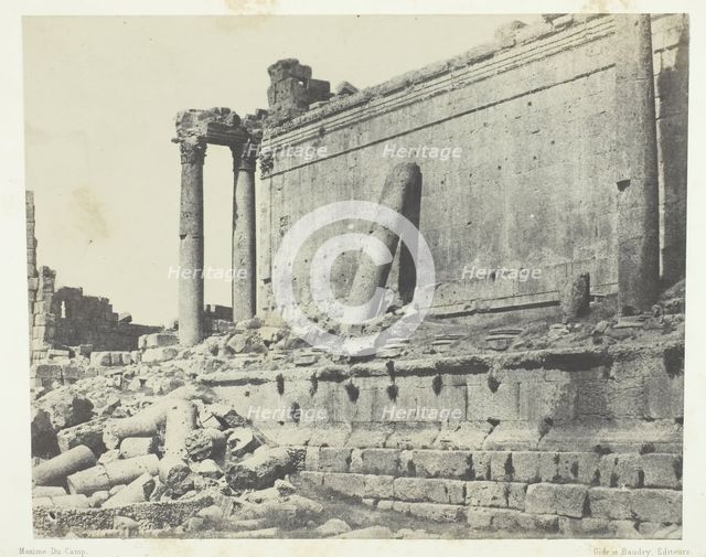 Baalbeck (Héliopolis), Temple De Jupiter, Façade Orientale; Syrie, 1849/51, printed 1852. Creator: Maxime du Camp.