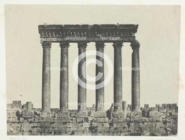 Baalbeck (Héliopolis), Colonnade Du Temple Du Soleil; Syrie, 1849/51, printed 1852. Creator: Maxime du Camp.
