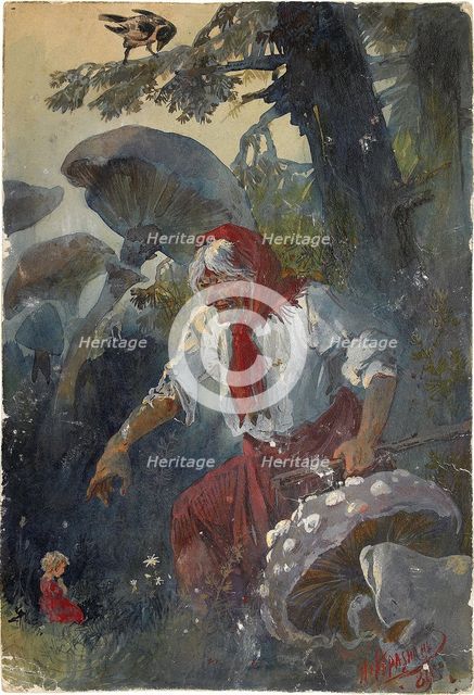 Baba Yaga, 1889. Artist: Karasin, Nikolai Nikolayevich (1842-1908)
