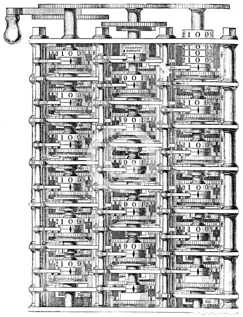 Babbage's 'difference machine', 1864. Artist: Charles Babbage