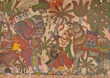 Babhruvahana Faces Arjuna's Army with Syamakarna..., c1850. Creator: Unknown