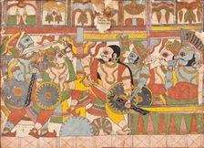 Babhruvahana Surrenders the Sacrificial Horse Syamakarna..., c1850. Creator: Unknown