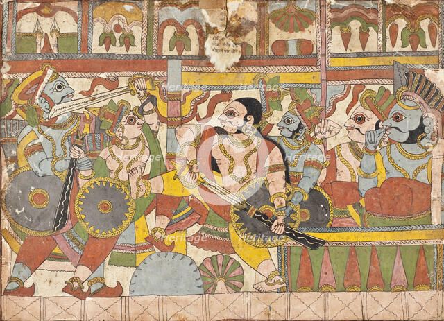 Babhruvahana Surrenders the Sacrificial Horse Syamakarna..., c1850. Creator: Unknown.