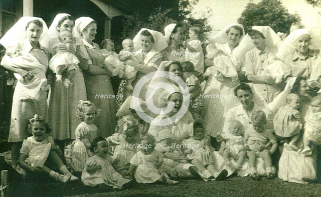 Babies and staff at St Monan's Hospital, 146 Holt Avenue, Cremorne, c1950. Creator: Unknown.