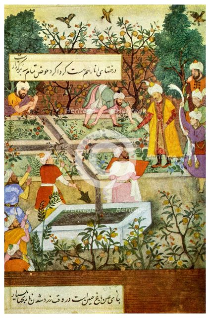 Babur superintending in the Garden of Fidelity, 1508 (1956). Artist: Unknown