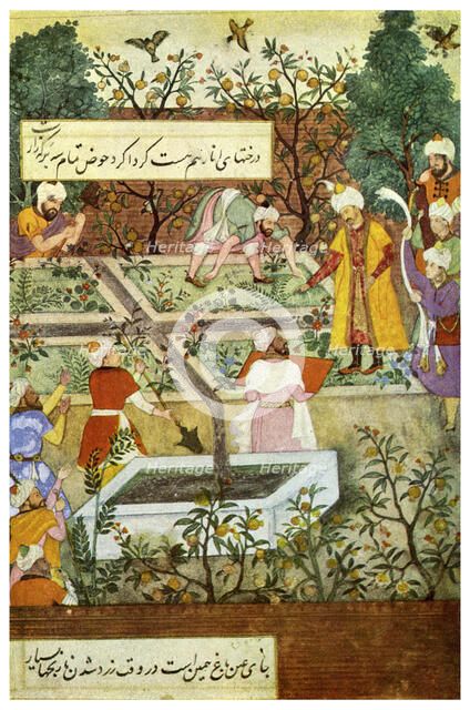 Babur superintending in the Garden of Fidelity, 1508 (1956). Artist: Unknown