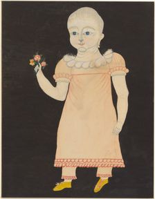 Baby in Pink Dress with Roses, c. 1820. Creator: Unknown