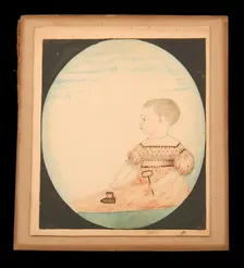 Baby in Pink with an Iron, n.d. Creator: Unknown