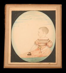 Baby in Pink with an Iron, n.d. Creator: Unknown
