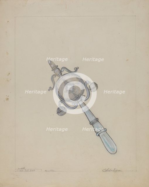 Baby's Rattle, 1935/1942. Creator: Columbus Simpson.